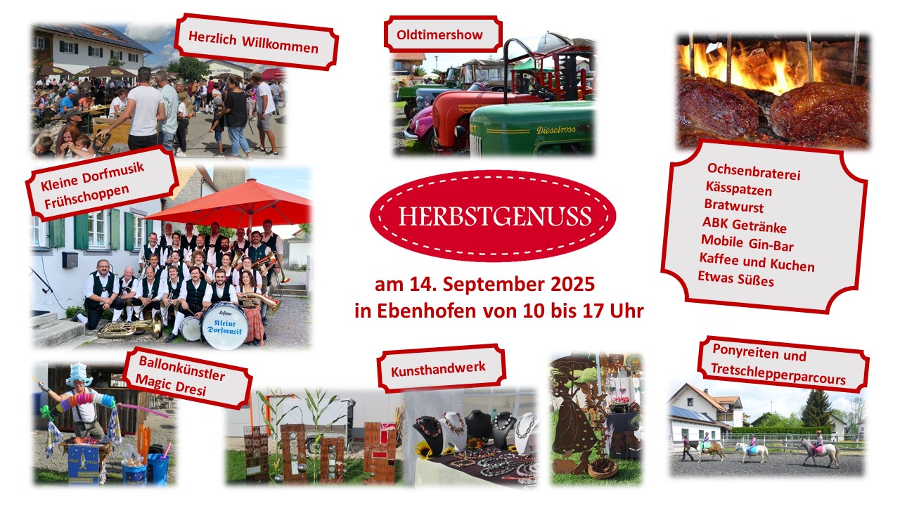 Der Herbstgenuss 2025 findet am 14. September von 10 bis 17 Uhr in Ebenhofen statt.